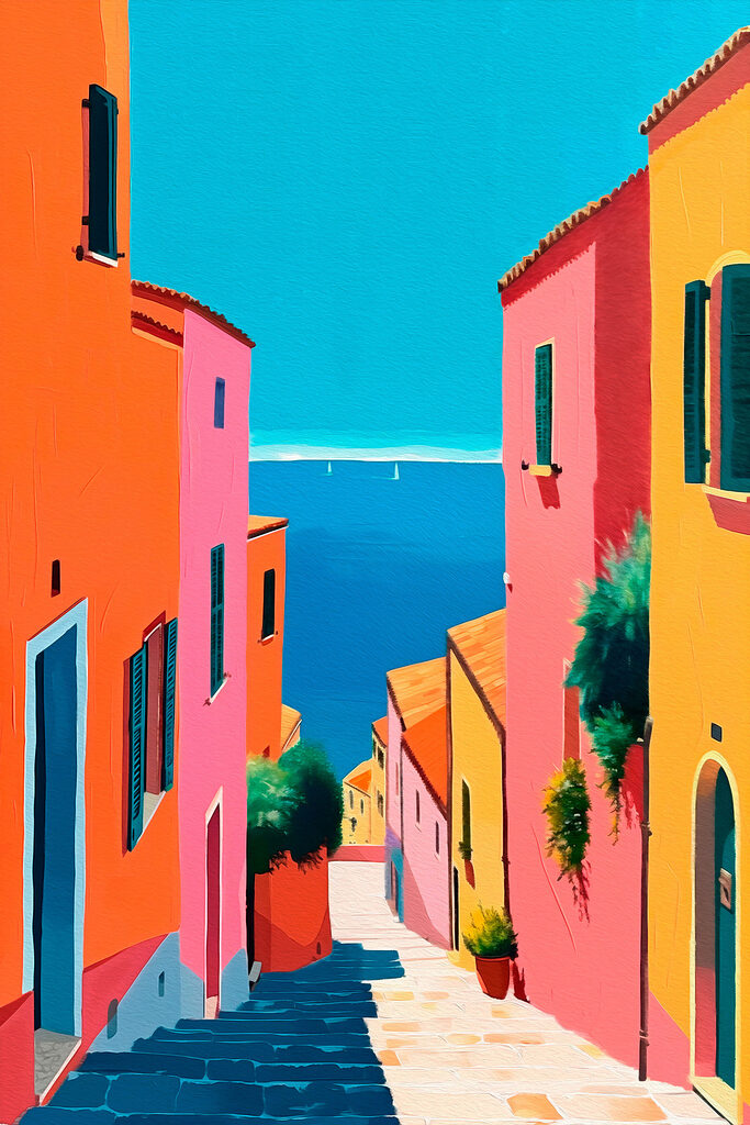 Colorful buildings and a body of water