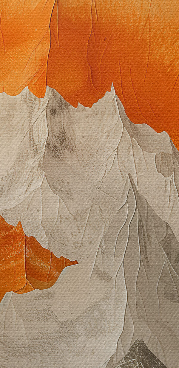 Hegyek festése narancssárga és fehér színben Hegyek festése narancssárga és fehér színben