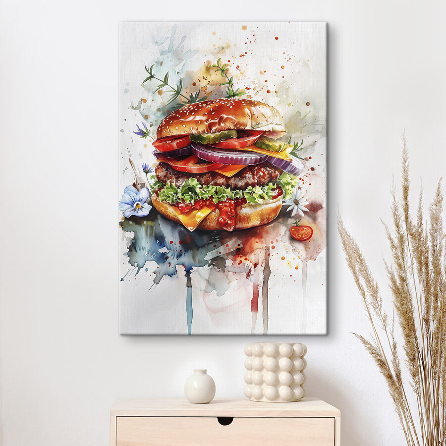 Vászonképek Akvarell egy hamburgerről - Image 2