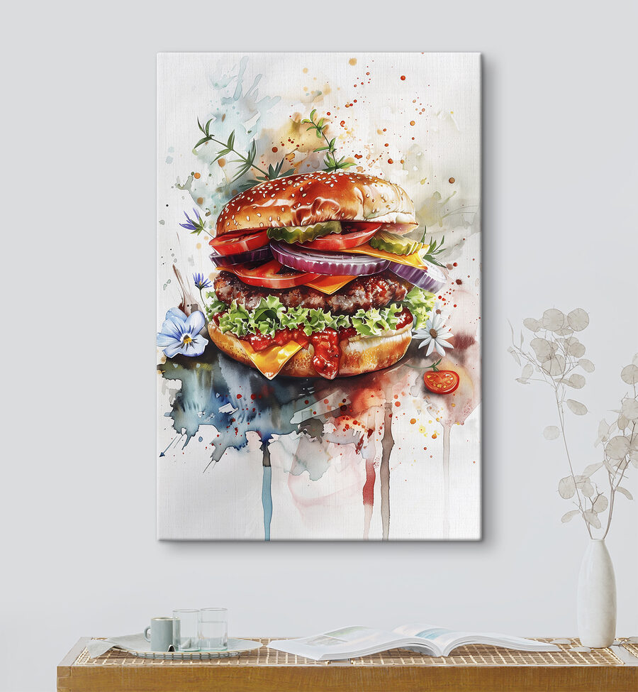 Vászonképek Akvarell egy hamburgerről - Image 3
