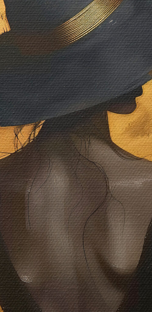 Woman in a black dress and hat