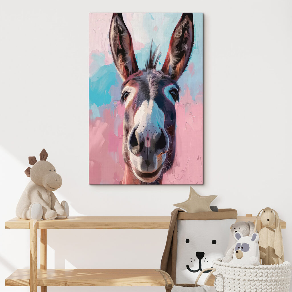 Happy donkey with colorful background Happy donkey with colorful background