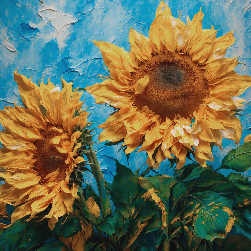 Sunflowers basking in bright blue Sunflowers basking in bright blue