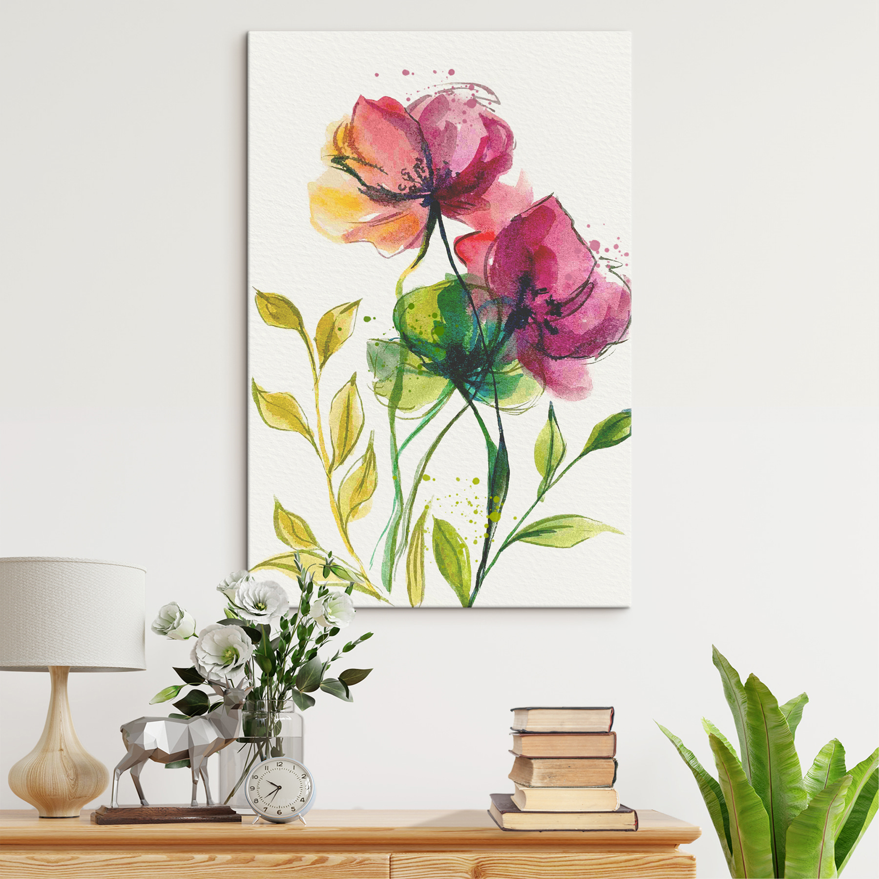 Painting of flowers and leaves