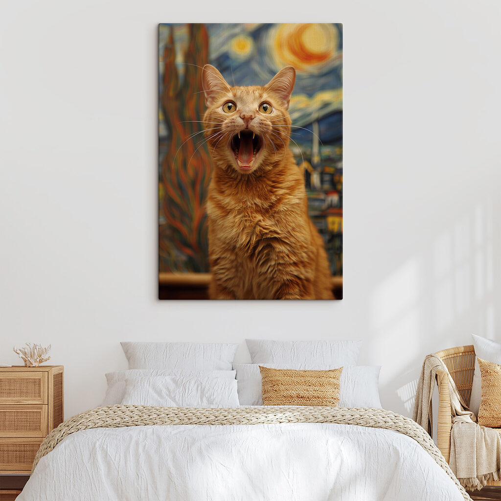 Cat with its mouth open