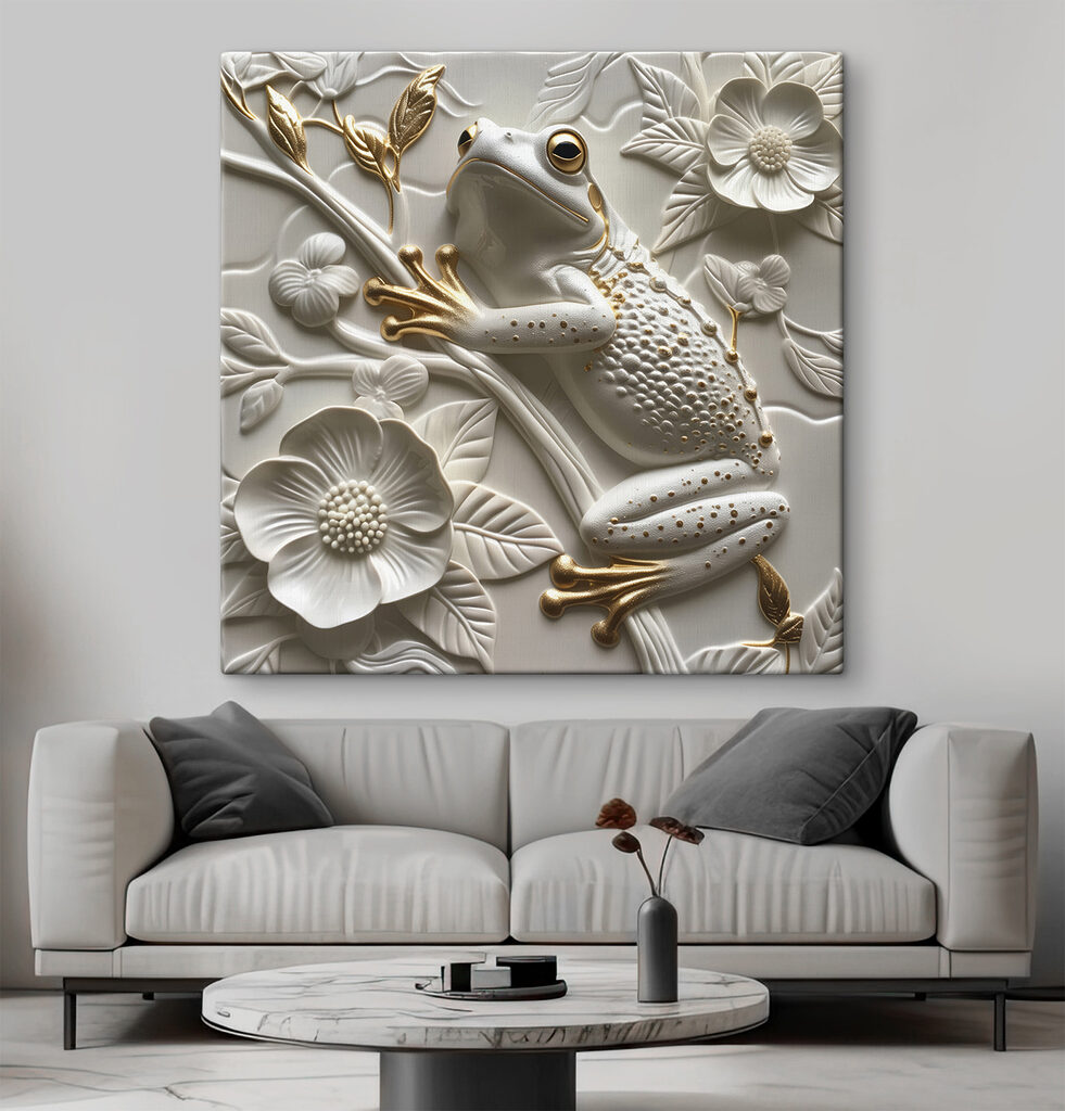 Decorative frog on floral design Decorative frog on floral design