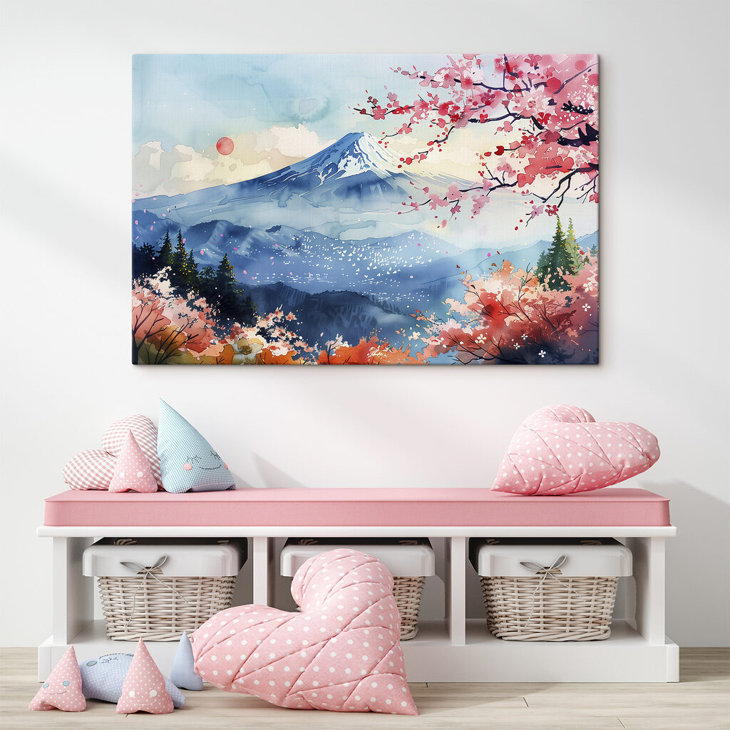 Watercolor of a mountain with a snowy peak