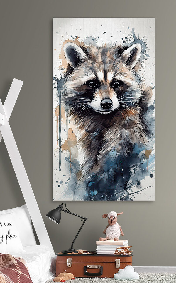 Vászonképek Vászonképek Mosómedve vízfestékkel fröccsenésekkel (Cikkszám: s32306)