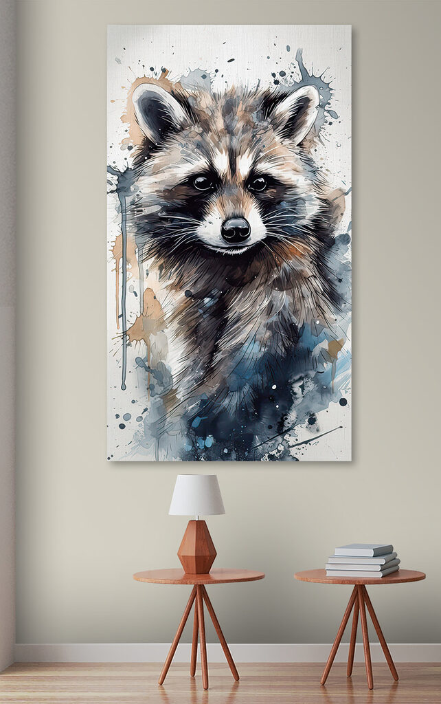 Raccoon with watercolor splashes Raccoon with watercolor splashes