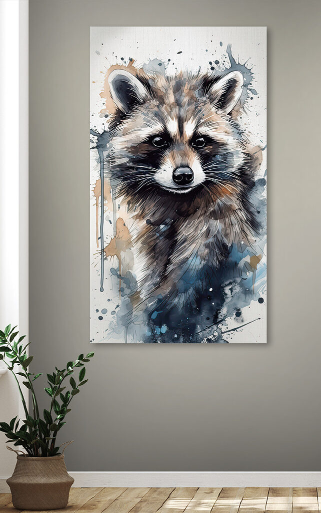 Raccoon with watercolor splashes Raccoon with watercolor splashes