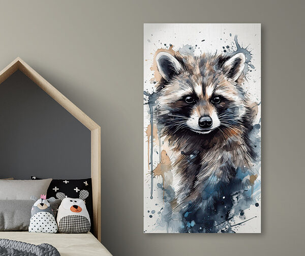 Raccoon with watercolor splashes Raccoon with watercolor splashes