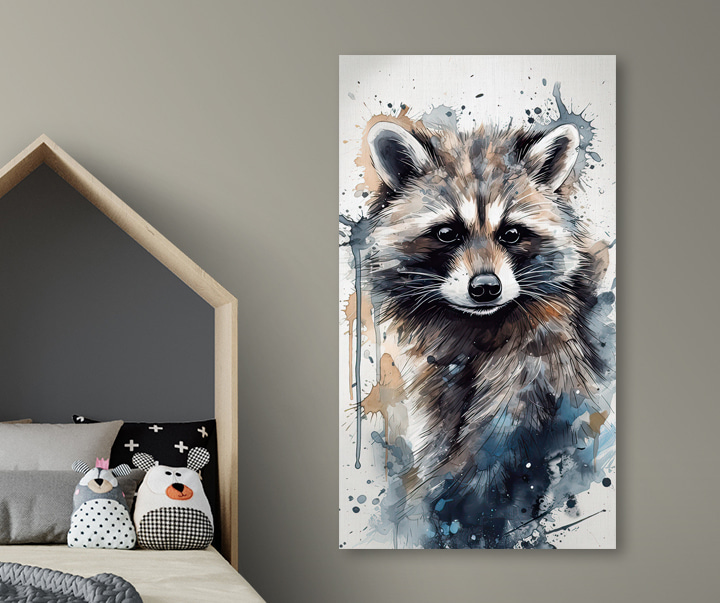 Raccoon with watercolor splashes Raccoon with watercolor splashes