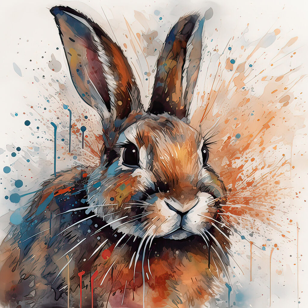 Rabbit with paint splashes