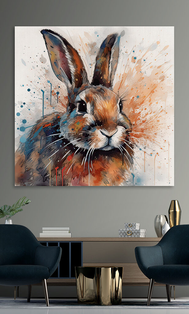 Rabbit with paint splashes
