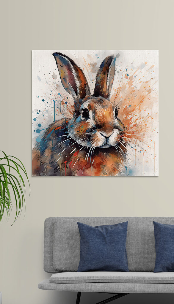 Rabbit with paint splashes