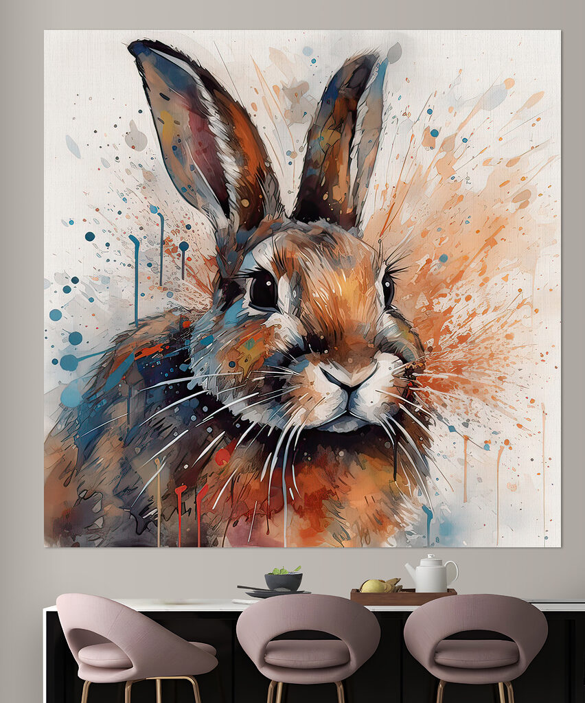 Rabbit with paint splashes