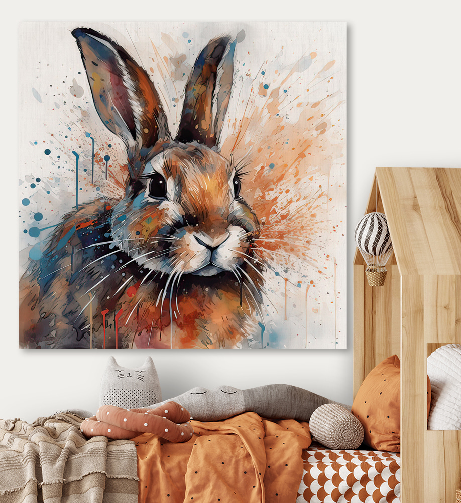 Rabbit with paint splashes