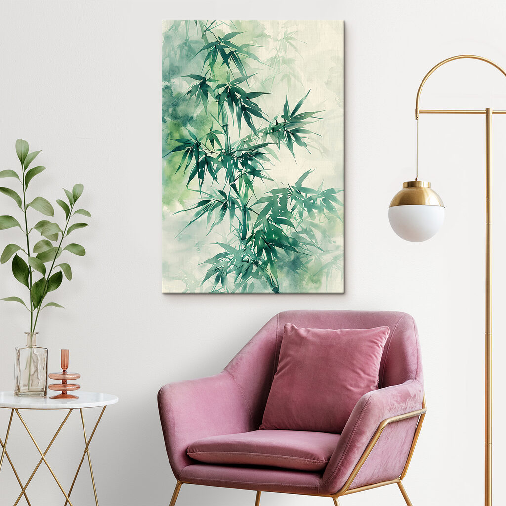 Serene bamboo leaves in gentle hues Serene bamboo leaves in gentle hues