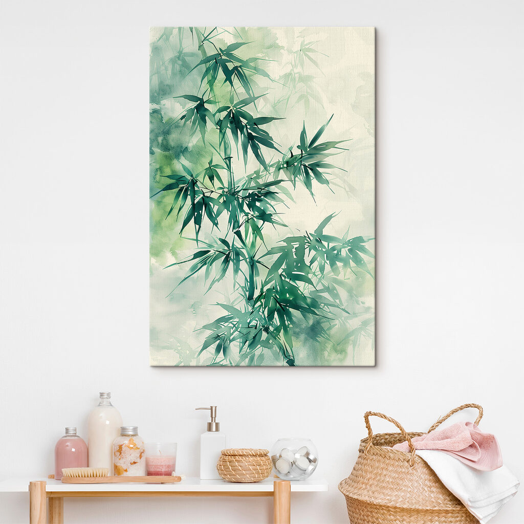 Serene bamboo leaves in gentle hues Serene bamboo leaves in gentle hues