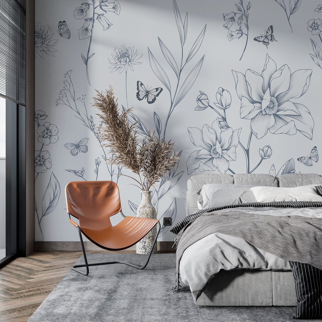 Drawing of flowers and butterflies Drawing of flowers and butterflies