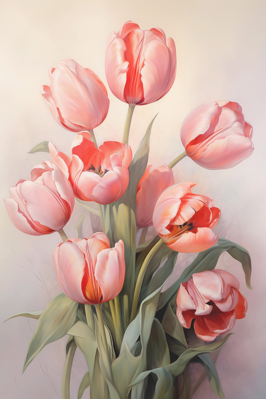Rózsaszín tulipánok festése