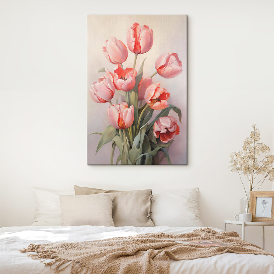 Rózsaszín tulipánok festése