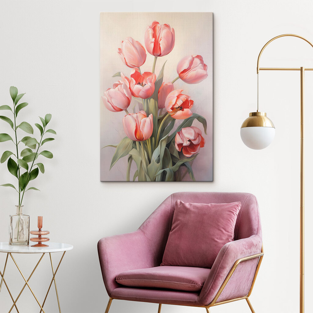 Painting of pink tulips Painting of pink tulips