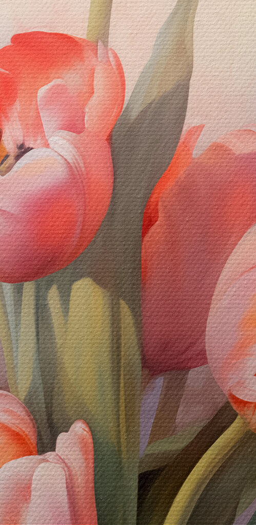 Painting of pink tulips Painting of pink tulips