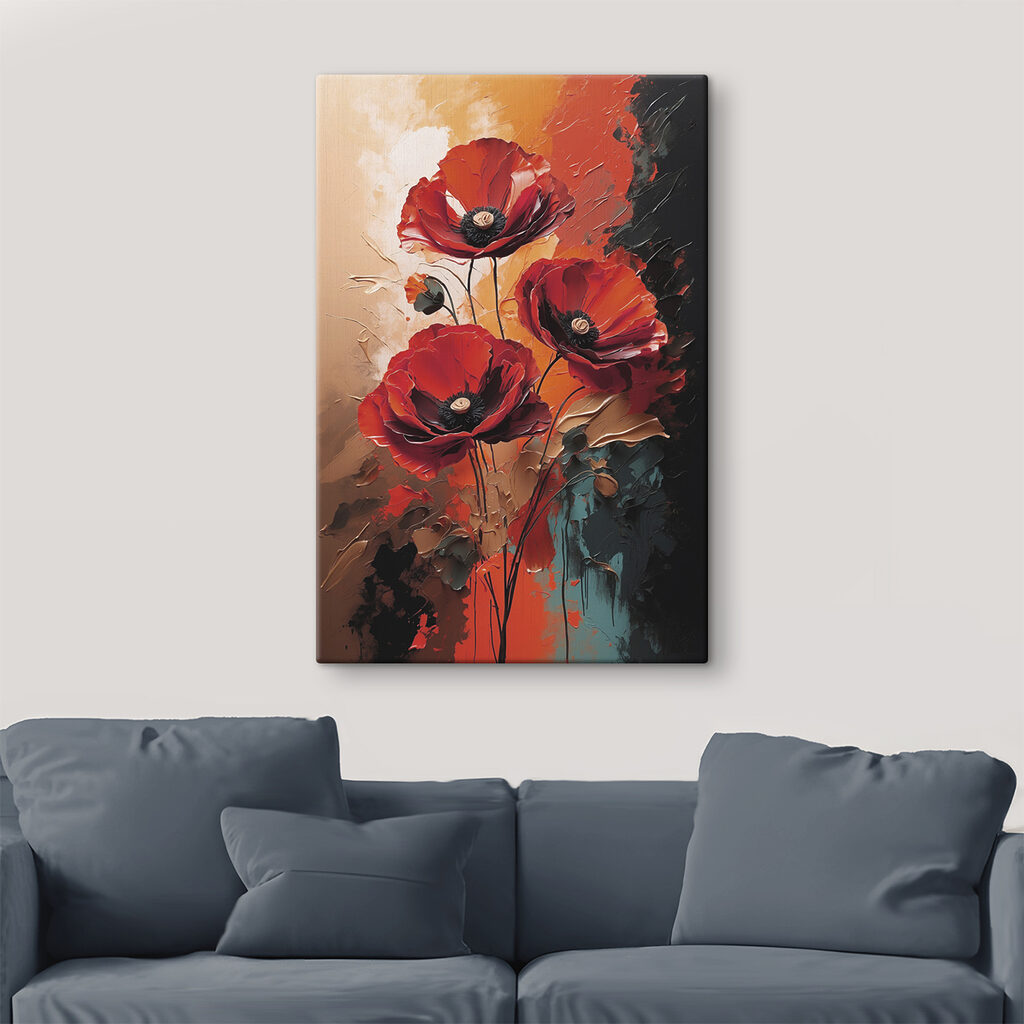 Painting of red flowers Painting of red flowers