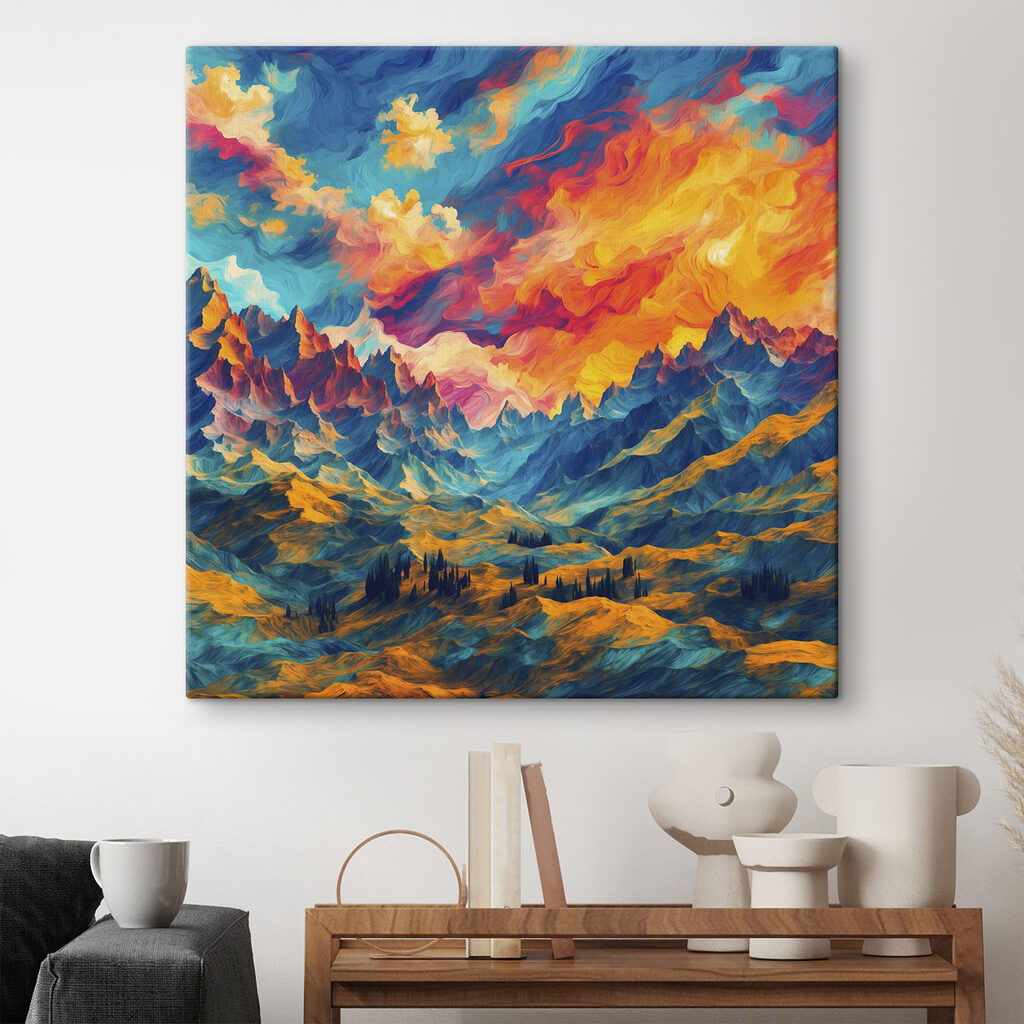 Colorful mountain landscape with clouds Colorful mountain landscape with clouds