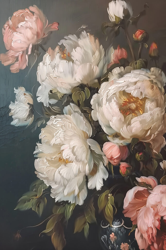 Painting of white and pink flowers