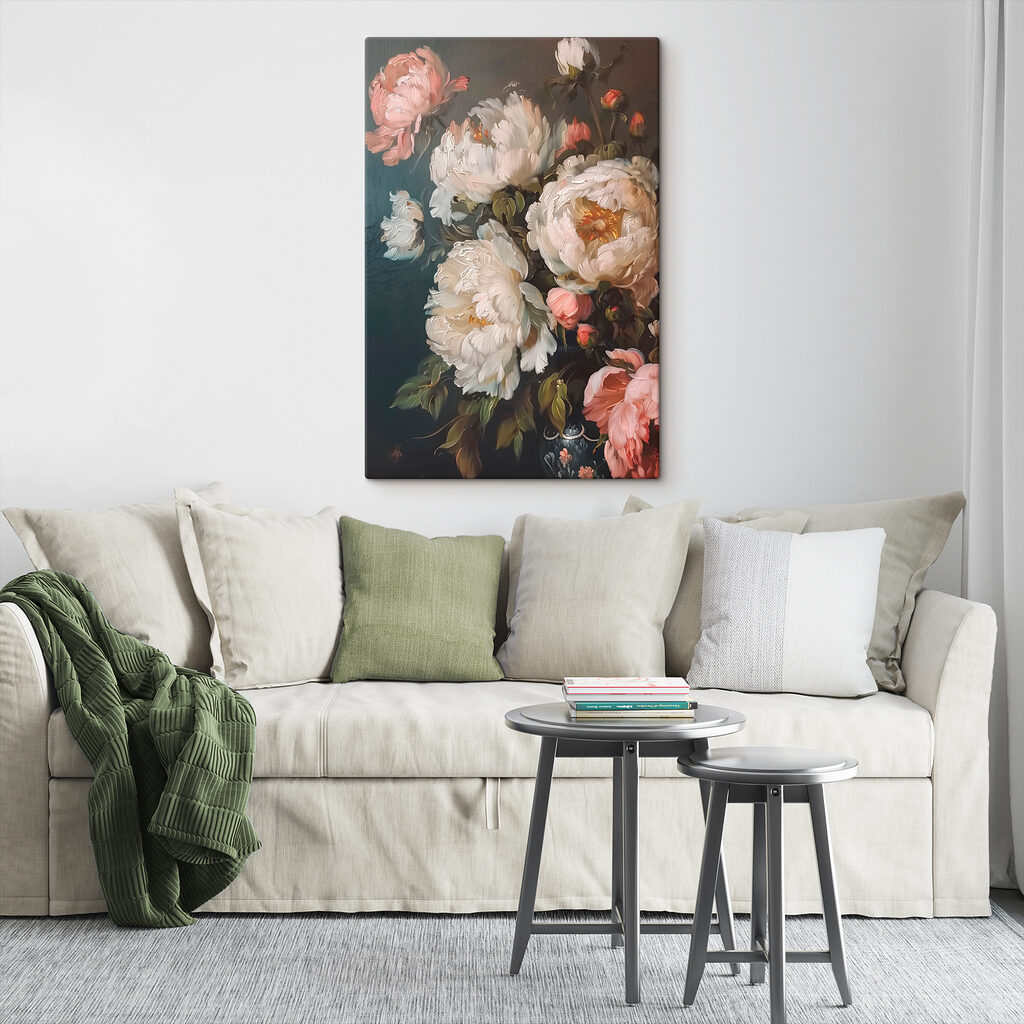 Painting of white and pink flowers