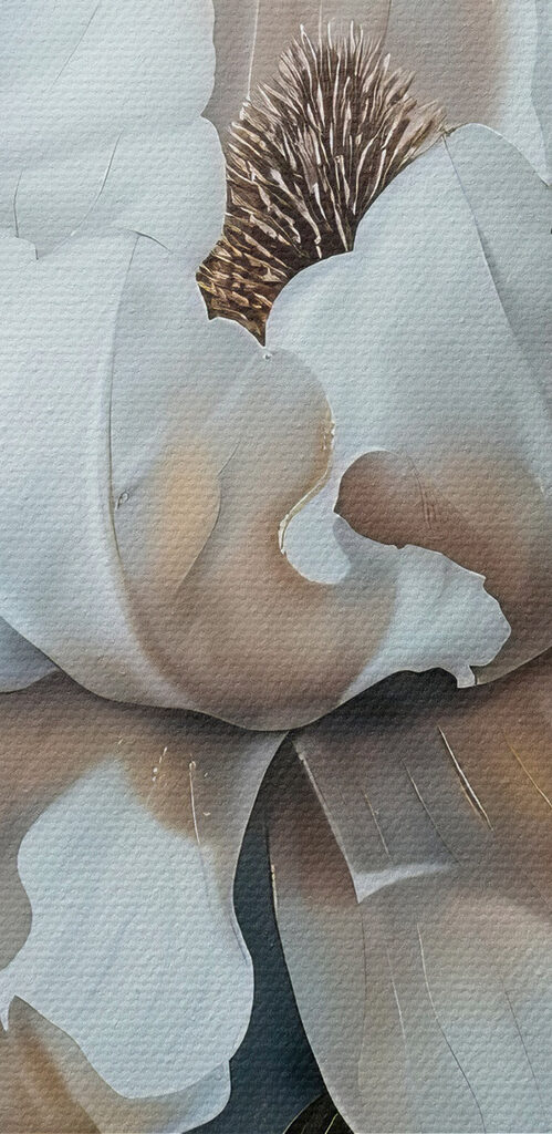 White flower with brown leaves