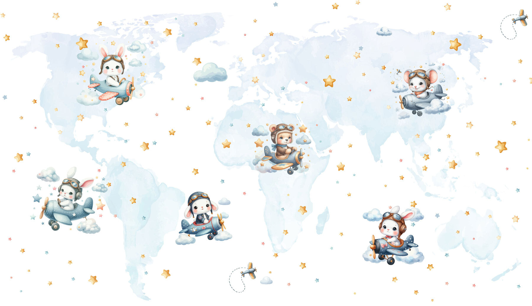 Map of the world with cartoon animals Map of the world with cartoon animals