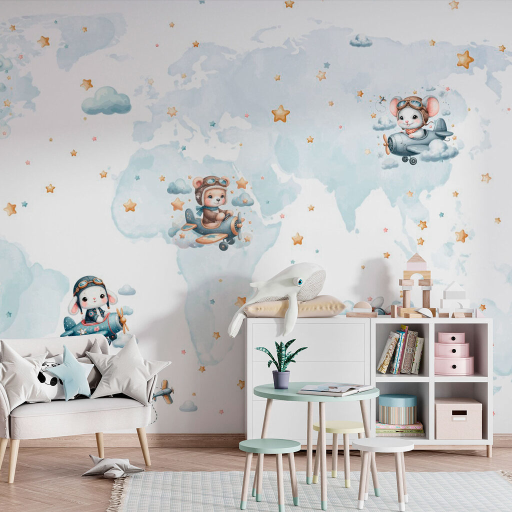 Map of the world with cartoon animals Map of the world with cartoon animals