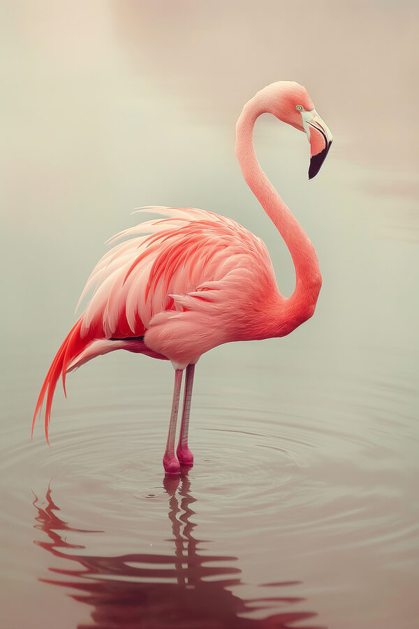 Vízben álló flamingó Vízben álló flamingó