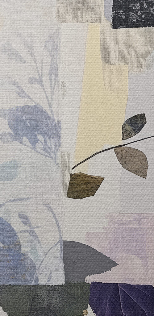 Piece of art with leaves and squares Piece of art with leaves and squares