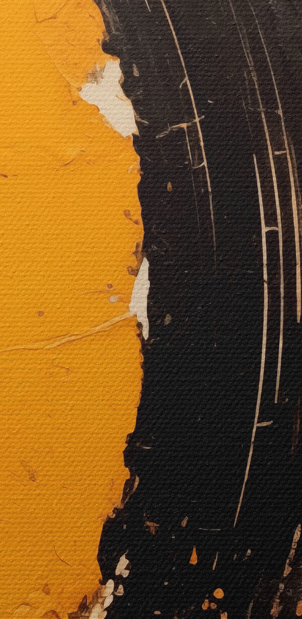 Black and orange paint on a yellow surface Black and orange paint on a yellow surface
