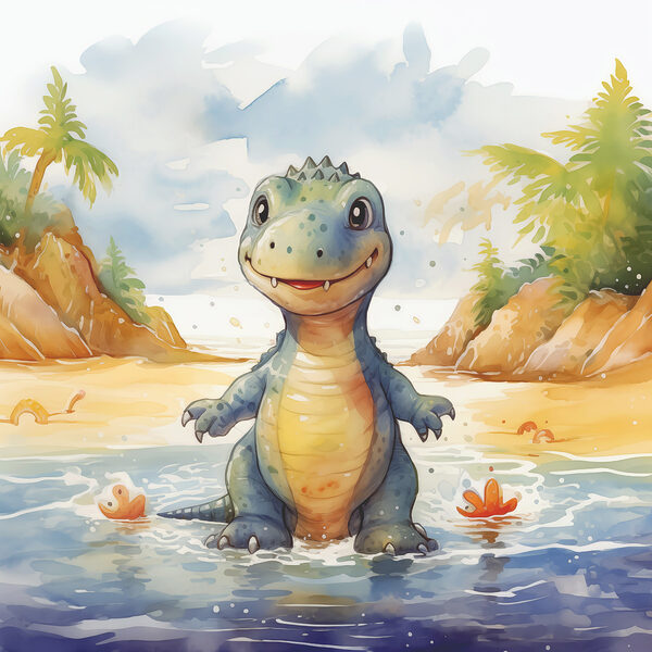 Rajzfilm egy vízben álló dinoszauruszról Rajzfilm egy vízben álló dinoszauruszról