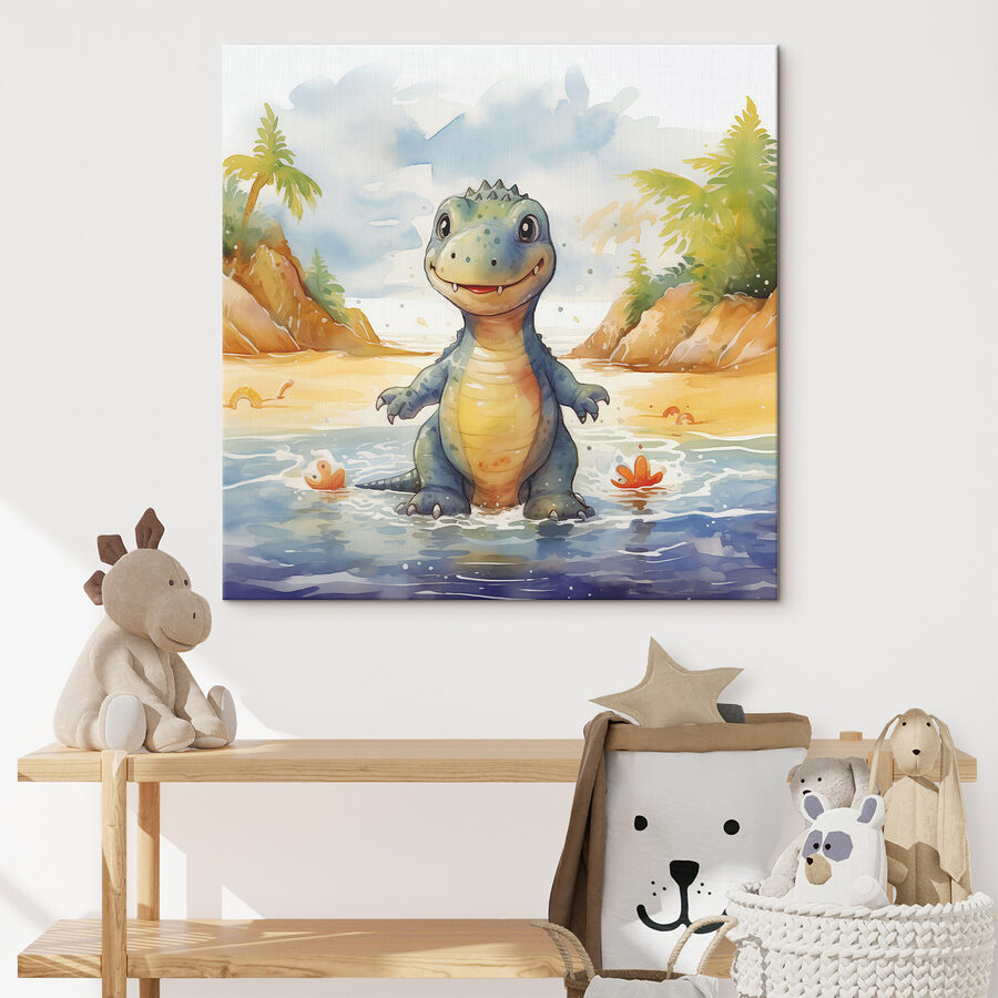Rajzfilm egy vízben álló dinoszauruszról