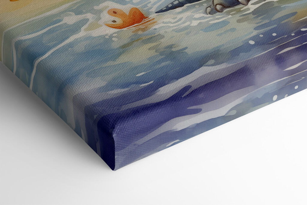 Cartoon of a dinosaur standing in water