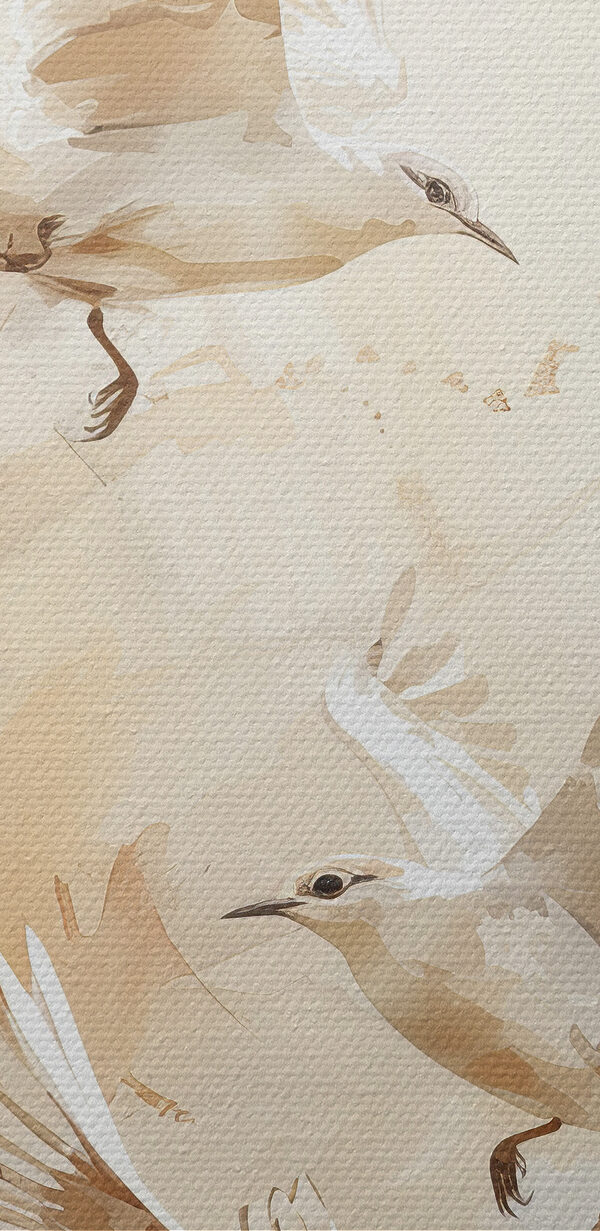 Group of white birds flying