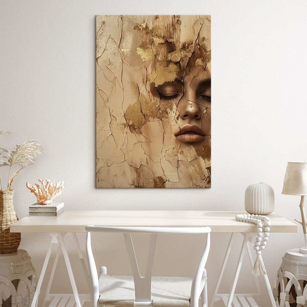 Cracked surface reveals serene face Cracked surface reveals serene face