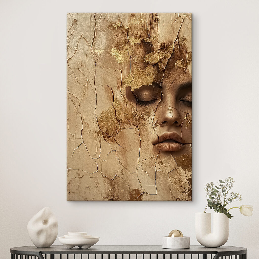 Cracked surface reveals serene face Cracked surface reveals serene face