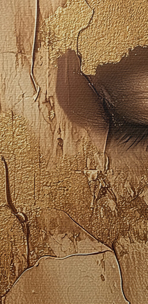 Cracked surface reveals serene face Cracked surface reveals serene face