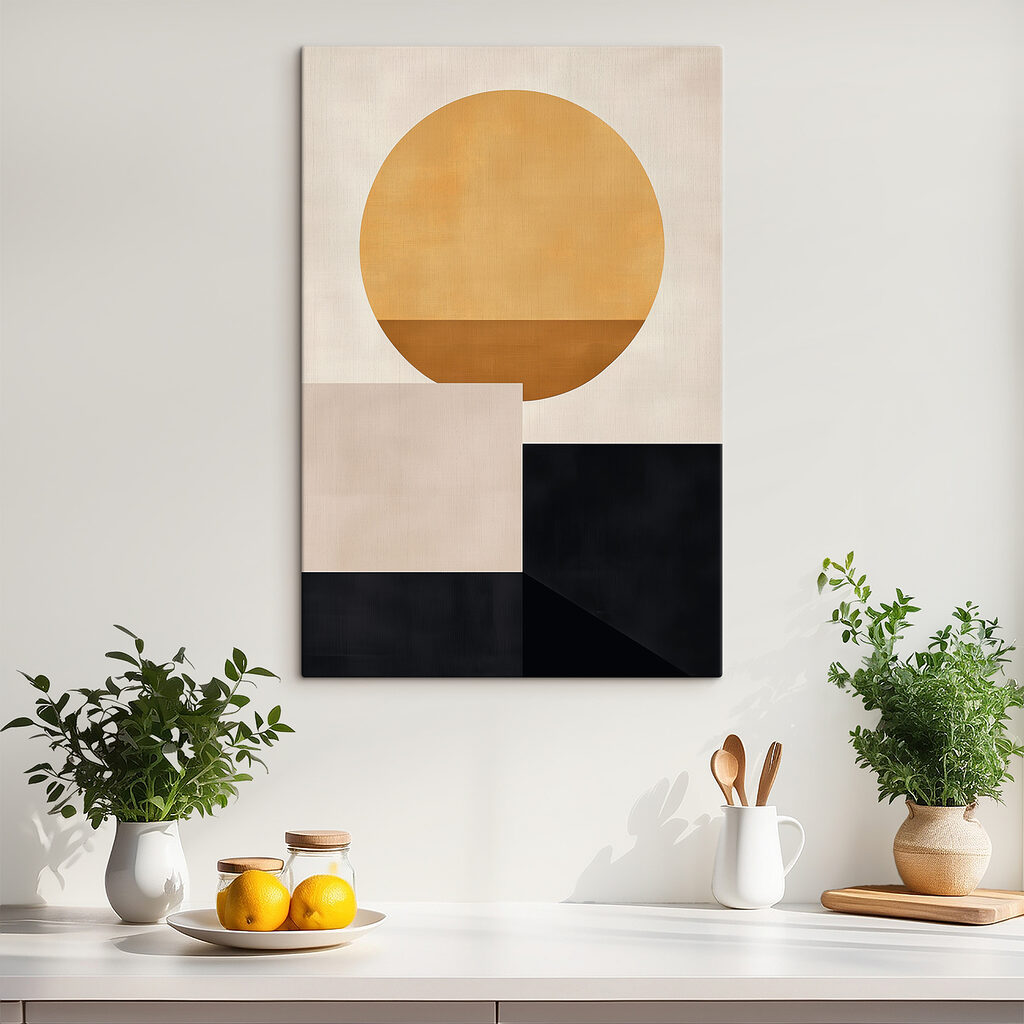 Yellow circle and black squares