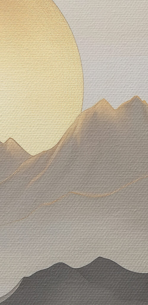 Painting of mountains and the sun Painting of mountains and the sun