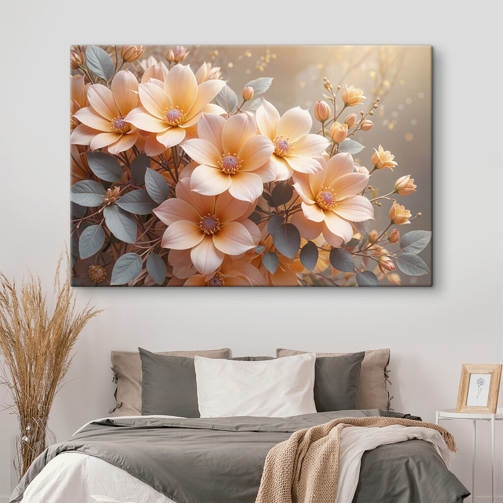 Group of flowers with leaves