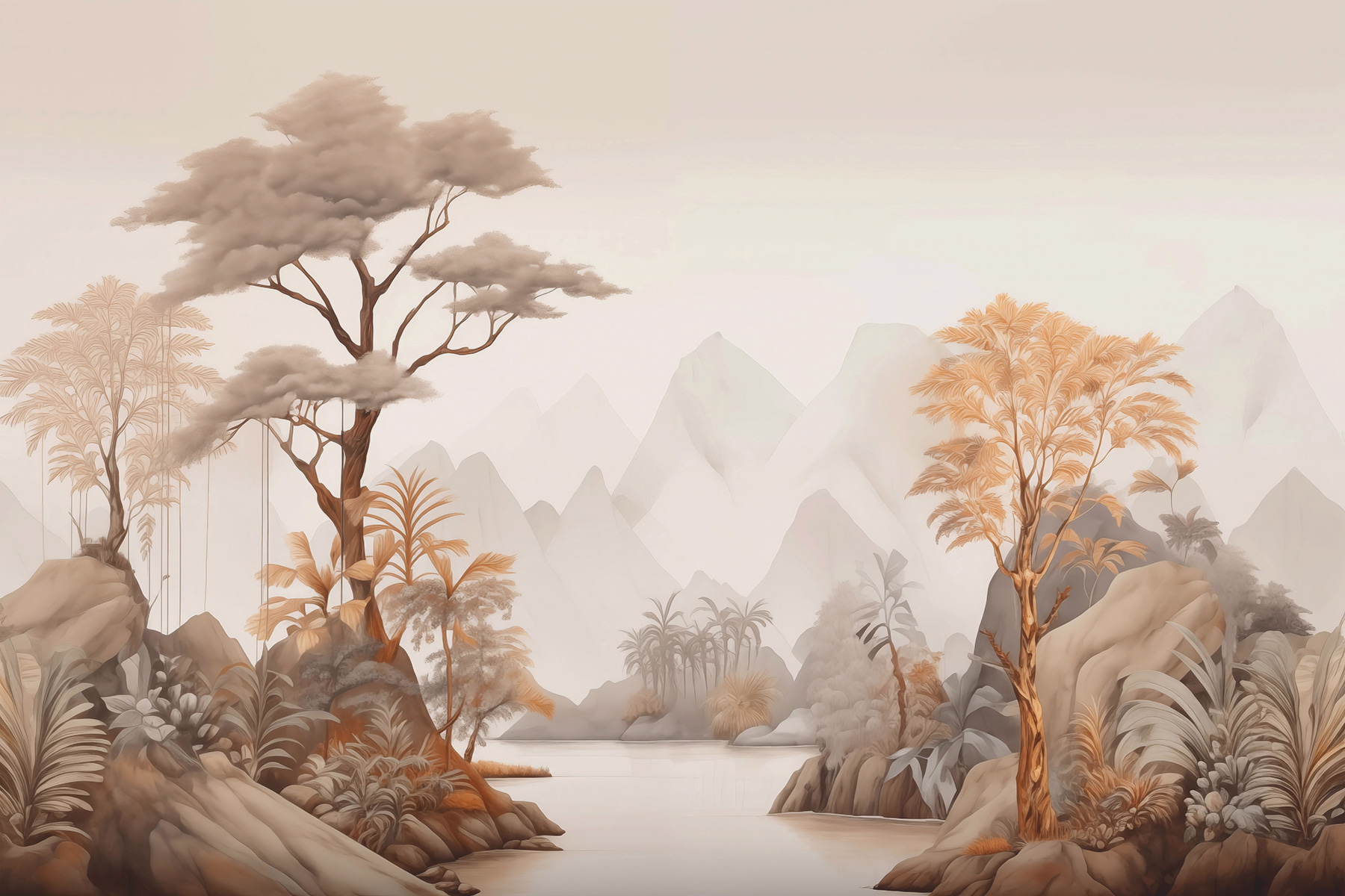 River with trees and mountains