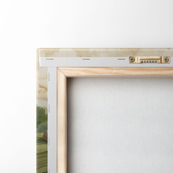 Painting of a landscape with houses and trees